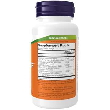 NOW Supplements, AlliBiotic CF™, with Garlic Extract, Olive Leaf Extract, Elderberry & Oregano, Non-Drowsy Formula, 60 Softgels