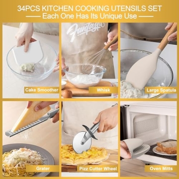 43Pcs Silicone Kitchen Utensil Set Heat Resistant Non-Stick