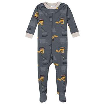 Gerber Baby Boys' 4-Pack Footed Pajamas, Bears & Trucks Grey, 12 Months