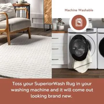 nuLOOM 8' x 10' Cozy Plush SuperiorWash Area Rug, Machine Washable, Non-Slip, Soft Fluffy Shag Carpet for Living Room Bedroom Kids Room Nursery Home Decor, Nia White