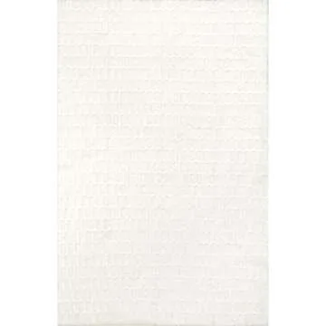 nuLOOM 8' x 10' Cozy Plush SuperiorWash Area Rug, Machine Washable, Non-Slip, Soft Fluffy Shag Carpet for Living Room Bedroom Kids Room Nursery Home Decor, Nia White