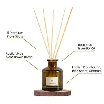 PRISTINE English Country Inn/Inspired by Ritz Carlton Reed Diffuser for Home | Fresh Blend of Strawberry, Vanilla, Musk Reed Diffuser Set, Oil & Reed Diffuser Sticks-Home & Office Decor-Fragrance Gift