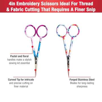 SINGER 4 Inch Embroidery Scissors - Floral & Pastel Set