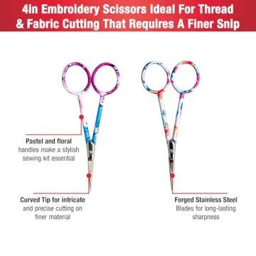 SINGER 4 Inch Embroidery Scissors - Floral & Pastel Set