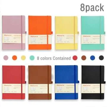 Heture 8 Pack Lined Journal Notebooks, A5 Hardcover Notebooks, 5.5 x 8.3 inch, 100GSM,160 Pages, Cla...