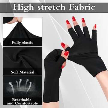 ONESING 3 Pairs UV Protection Gloves Fingerless Gloves Non Slip Summer Driving Riding Cycling Gloves for Women Girls, Black