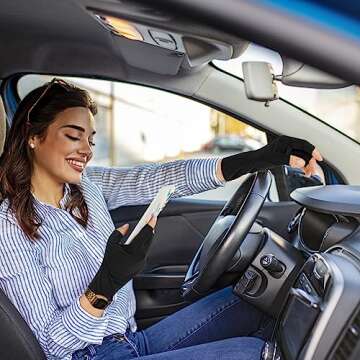 ONESING 3 Pairs UV Protection Gloves Fingerless Gloves Non Slip Summer Driving Riding Cycling Gloves for Women Girls, Black