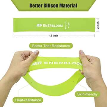 ENERBLOOM Silicone Resistance Loop Bands for Men&Women, Resistance Exercise Bands for Legs and Butt, Set of 5 Workout Bands for Home Fitness, Yoga, Strength Training, Physical Therapy