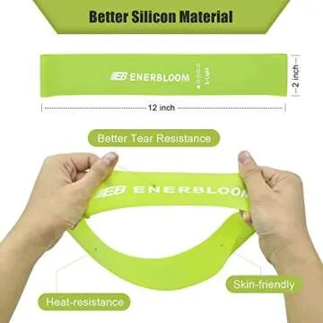 ENERBLOOM Silicone Resistance Loop Bands for Men&Women, Resistance Exercise Bands for Legs and Butt, Set of 5 Workout Bands for Home Fitness, Yoga, Strength Training, Physical Therapy