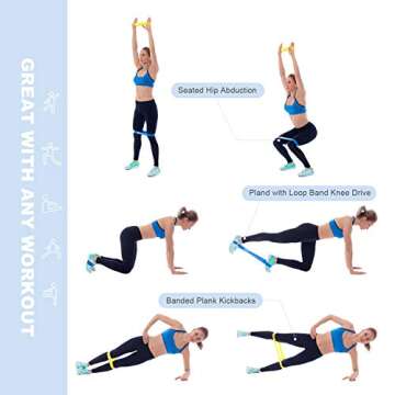 ENERBLOOM Silicone Resistance Loop Bands for Men&Women, Resistance Exercise Bands for Legs and Butt, Set of 5 Workout Bands for Home Fitness, Yoga, Strength Training, Physical Therapy