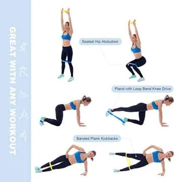 ENERBLOOM Silicone Resistance Loop Bands for Men&Women, Resistance Exercise Bands for Legs and Butt, Set of 5 Workout Bands for Home Fitness, Yoga, Strength Training, Physical Therapy