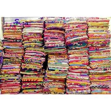 DIYANA IMPEX Wholesale Mix lot Tribal Kantha Quilts Reversible Vintage Cotton Bedspread Sari Throw Old Assorted Patches Bed Cover Rally (5)