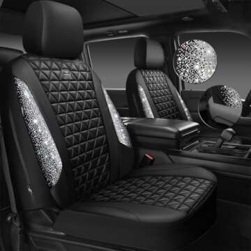 CAR PASS Bling Diamond Leather Car Seat Covers Full Seats Interior Sets, Waterproof Shining Glitter ...