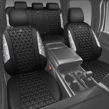 Bling Diamond Leather Car Seat Covers - Stylish, Waterproof, Universal Fit
