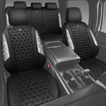 Bling Diamond Leather Car Seat Covers - Stylish, Waterproof, Universal Fit