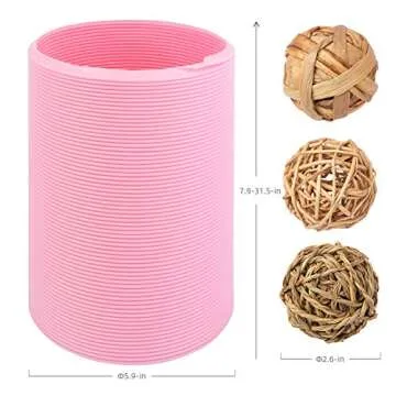 Niteangel Small Animal Foldable Play Tunnel with Fun Toys, 5.9 x 31.5 inches for Guinea Pigs, Rats and Dwarf Rabbits (Pink)
