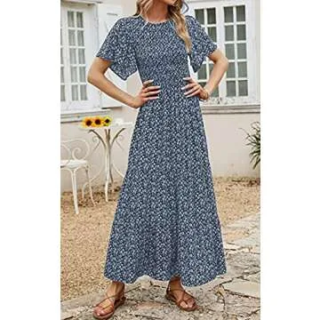 PRETTYGARDEN Floral Smocked Maxi Dress for Summer