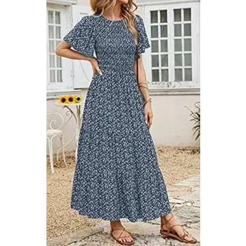 PRETTYGARDEN Floral Smocked Maxi Dress for Summer