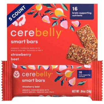 Cerebelly Organic Toddler Snack Bars – Strawberry Beet (Pack of 5), Healthy Bars with Veggies & Fr...