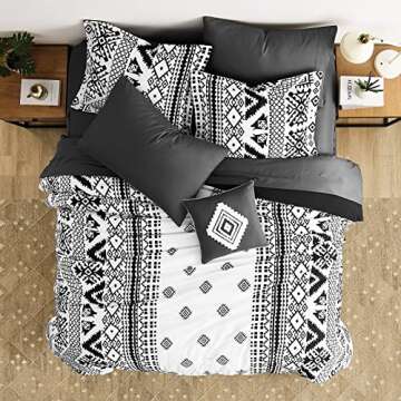CASAAGUSTO Queen Comforter Set, 8 Pieces Boho Comforter Set, Microfiber Cozy Bohomian Bedding Set wi...