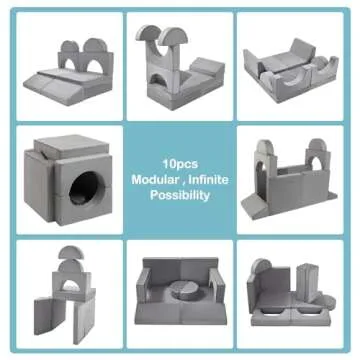 TROOPVILLE Modular Kids Play Couch,Kids Couch Building Fort, Kids Couch for Playroom and Bedroom,Toddler Sofa,Toddler Couches That Fold Out,Kids Sofa Couch,Kids Fold Out Couch,Couch for Kids (Grey)