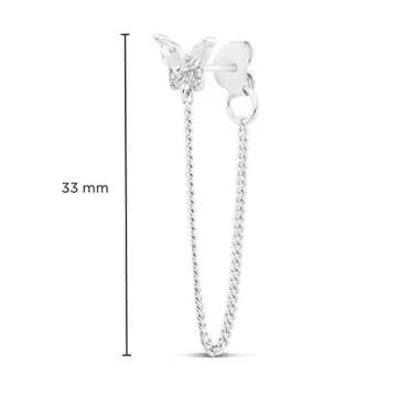 MILLA Silver & Gold Chain Earrings for Women - 14K Gold Butterfly Earrings for Women & More Trendy Earrings Styles - Comfortable Cute Earrings Aesthetic Jewelry (Sterling Silver/CZ Butterfly)