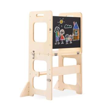 Toddler Learning Tower: 4-in-1 Kids' Kitchen Helper with Chalkboard