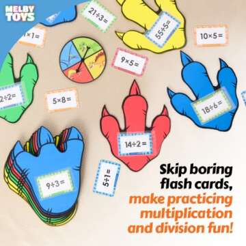 Dino Stomp Multiplication Game I Includes 144 Multiplication Flash Cards and 144 Division Flash Cards | Math Games for Kids 8-12 I 2nd, 3rd, 4th Grade Multiplication Games