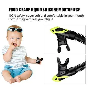 Aegend Dry Snorkel Green, Easy-Breath Free Diving Snorkel for Snorkeling Scuba Diving Freediving Swimming, with Top Dry Valve and Food-Grade Silicone Mouthpiece for Adult Youth