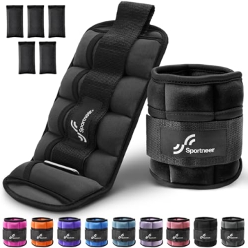 Sportneer Adjustable Ankle Weights for Women and Men - Customizable Strength Training Gear for Fitne...