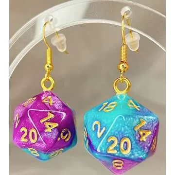 d20 Polyhedral Dice Earrings - Unique Gaming Jewelry
