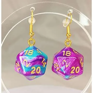 d20 Polyhedral Dice Earrings - Unique Gaming Jewelry