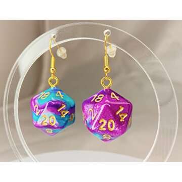 d20 Polyhedral Dice Earrings - Unique Gaming Jewelry