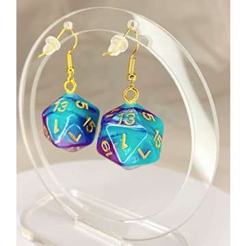 d20 Polyhedral Dice Earrings - Unique Gaming Jewelry
