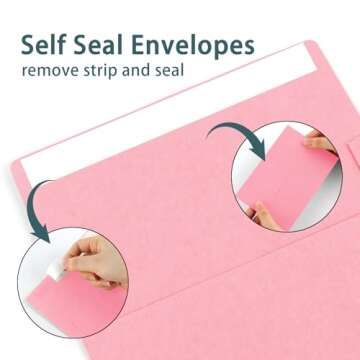 50 Pack 4x6 Envelopes, A4 Pink Envelopes Self Seal, Printable Envelopes for Invitation, Baby Shower, Birthday Party, Wedding, Postcards, Mailing, Greeting Cards