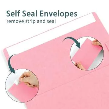 50 Pack 4x6 Envelopes, A4 Pink Envelopes Self Seal, Printable Envelopes for Invitation, Baby Shower, Birthday Party, Wedding, Postcards, Mailing, Greeting Cards