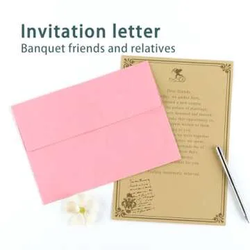 50 Pack 4x6 Envelopes, A4 Pink Envelopes Self Seal, Printable Envelopes for Invitation, Baby Shower, Birthday Party, Wedding, Postcards, Mailing, Greeting Cards