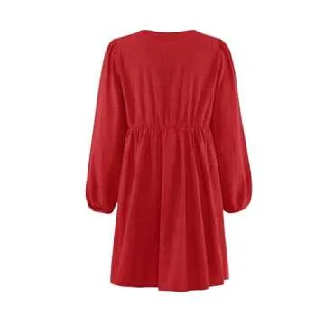 ZESICA Women's Puff Sleeve Tie Front Dress for Every Occasion