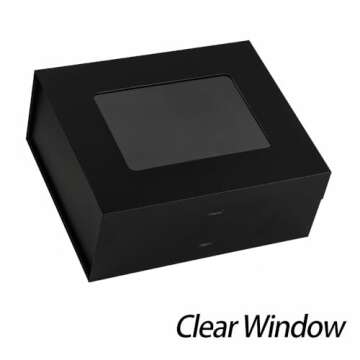Elegant PLINJOY Black Gift Box with Clear Window 5-Pack