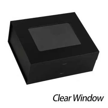 Elegant PLINJOY Black Gift Box with Clear Window 5-Pack