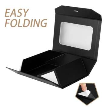 Elegant PLINJOY Black Gift Box with Clear Window 5-Pack