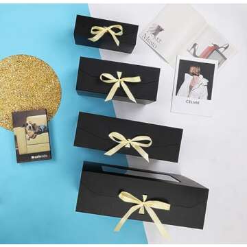 Elegant PLINJOY Black Gift Box with Clear Window 5-Pack