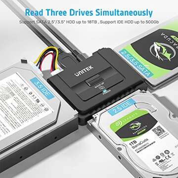 Unitek USB 3.0 to IDE and SATA Converter External Hard Drive Adapter Kit for Universal 2.5/3.5 HDD/S...