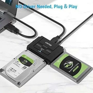 Unitek USB 3.0 to IDE and SATA Converter External Hard Drive Adapter Kit for Universal 2.5/3.5 HDD/SSD Hard Drive Disk, One Touch Backup Function, Included 12V/2A Power Adapter