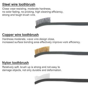 OriGlam 3pcs Mini Wire Brush Set, Rust Paint Metal Cleaner, Cleaning Welding Slag and Rust, Handy Steel/Nylon/Brass Brush Set Suitable for Cleaning Paint/Rust/Dirt