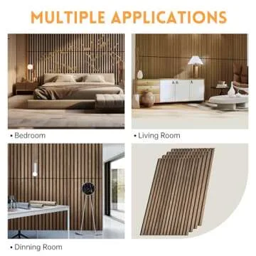 RITOLLO Wood Slat Wall Panel | 4 Pcs Acoustic Wall Panels 48" x 24.5" Wood Wall Panels 3D Sound Dampening Panels Wall Decoration - Walnut