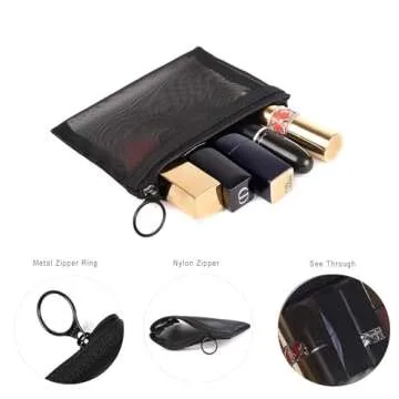 Patu Mini Zipper Mesh Bags, 4" x 5", Size S / A7, 5 Pieces, Beauty Makeup Lipstick Cosmetic Accessor...