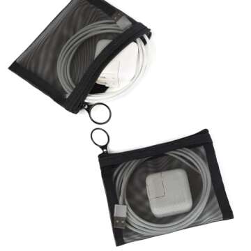 Patu Mini Zipper Mesh Bags, 4" x 5", Size S / A7, 5 Pieces, Beauty Makeup Lipstick Cosmetic Accessories Organizer, Small Travel Kit Storage Pouch, Black