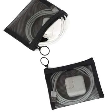 Patu Mini Zipper Mesh Bags, 4" x 5", Size S / A7, 5 Pieces, Beauty Makeup Lipstick Cosmetic Accessories Organizer, Small Travel Kit Storage Pouch, Black