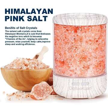 Essential Oil Diffuser, Aromatherapy Diffuser, 100% Natural Himalayan Salt Lamp, Ultrasonic Cool Mis...